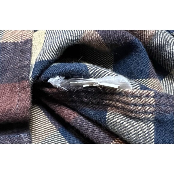 Carhartt Flannel Shirt Mens L Rugged Flex Hamilton Dark Khaki Plaid Relaxed Fit - Picture 7 of 10